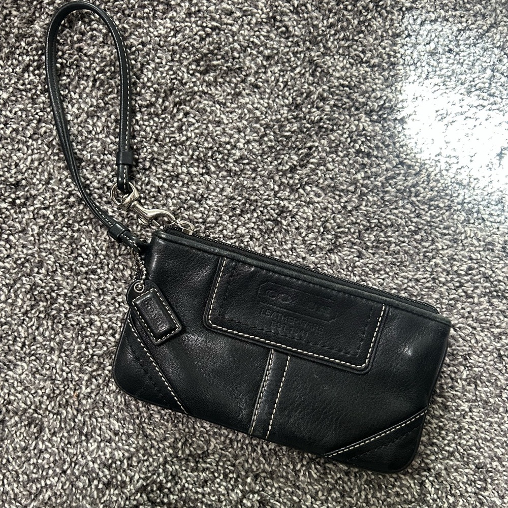 Coach Black leather wristlet